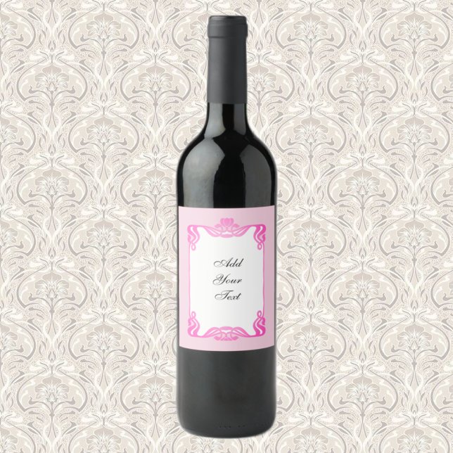 Rótulo De Garrafa De Cerveja Borda Art Nouveau Rosa (Criador carregado)