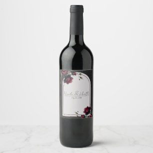 Rótulo De Garrafa De Cerveja Bordô Rosas Vermelhas Sombreado Cinza Floral Casam