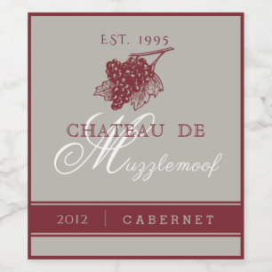 Rótulo De Garrafa De Cerveja Borgonha e prata elegantes