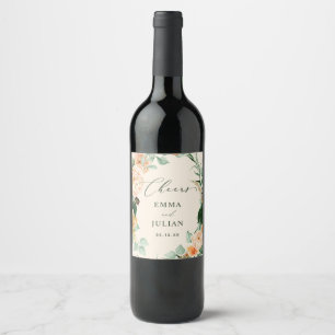 Rótulo De Garrafa De Cerveja Botanical Boho Greenery Floral Peach Casamento Fav