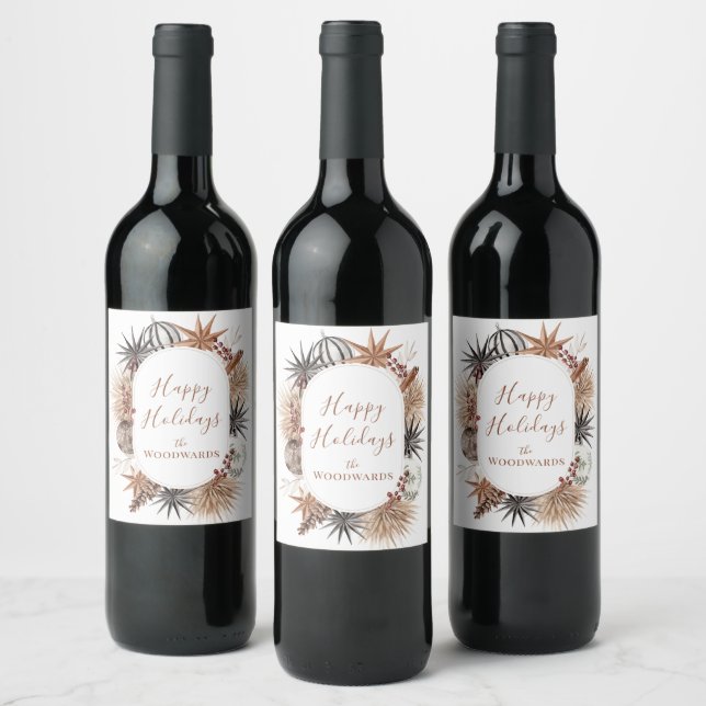 Rótulo De Garrafa De Cerveja Botânicos de Natal Boho Personalizados (Garrafas)