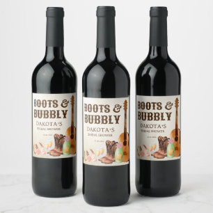 Rótulo De Garrafa De Cerveja Botas e espumante western rodeio vaqueira almoço v