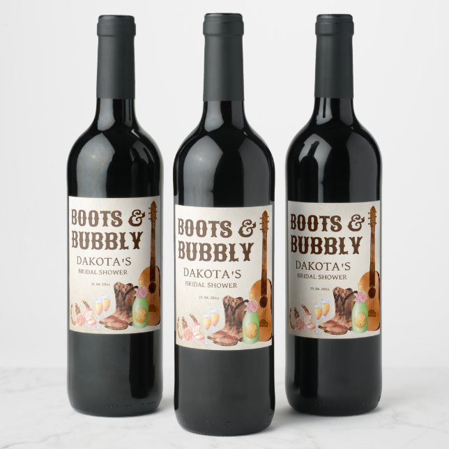 Rótulo De Garrafa De Cerveja Botas e espumante western rodeio vaqueira almoço v (Garrafas)