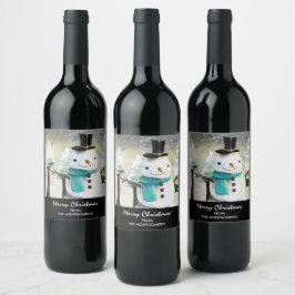 Rótulo De Garrafa De Cerveja Branca de Neve na Cena de Natal de inverno