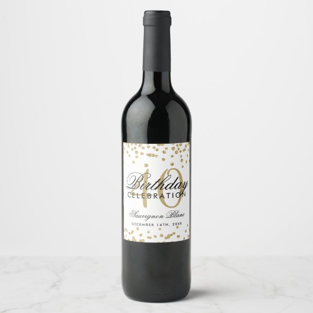 Rótulo De Garrafa De Cerveja Branco Dourado de Glitter Confetti (Frente)