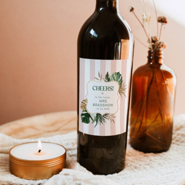 Rótulo De Garrafa De Cerveja Brida chic tropical verde-retrógrada (Criador carregado)