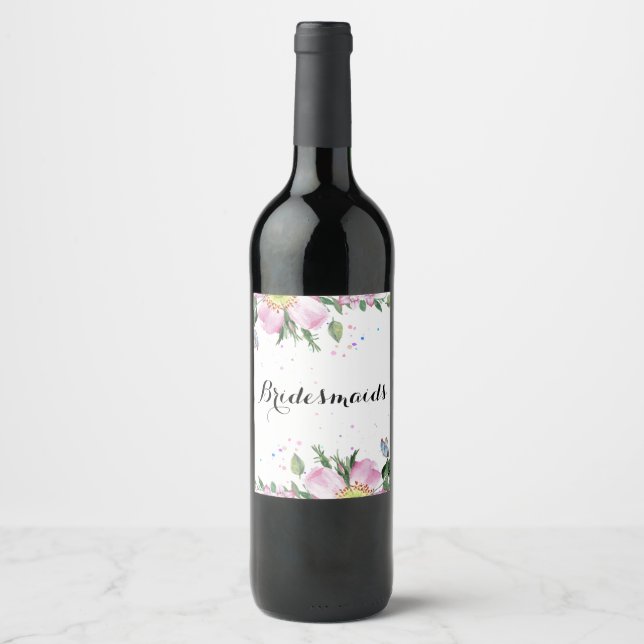 Rótulo De Garrafa De Cerveja Bridesmaids Pink Dog-rose Bouquet (Frente)