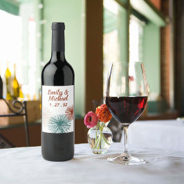 Rótulo De Garrafa De Cerveja Bright Modern Abstrato Darn Teal Copper Bisque