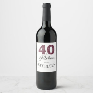 Rótulo De Garrafa De Cerveja Brilho roxo 40 e partido de aniversário de 40 ano