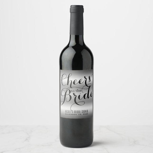 Rótulo De Garrafa De Cerveja Brinde à NOIVA Silver & Black Chuveiro de Noiva (Frente)