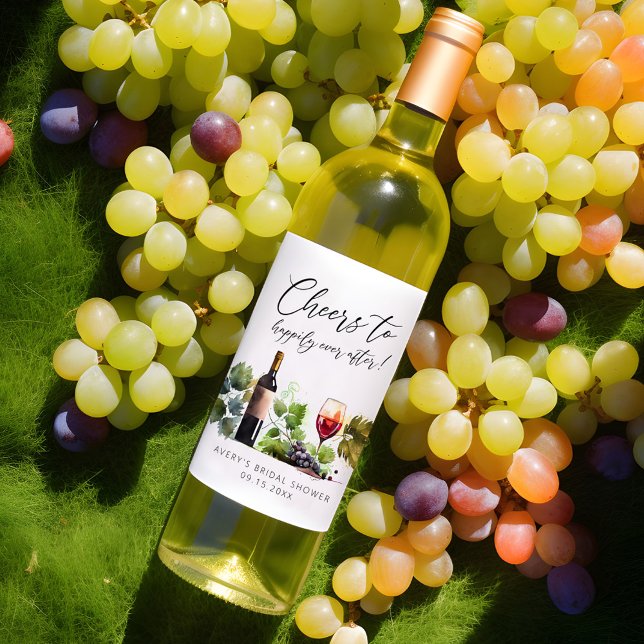 Rótulo De Garrafa De Cerveja Brinde para Chá de Noiva com Aquarela Tema Vinho (Criador carregado)