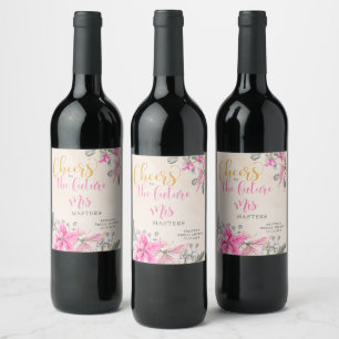 Rótulo De Garrafa De Cerveja Brindemos à Futura Sra   Chá de Noiva Floral de In