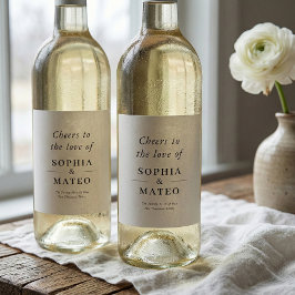 Rótulo De Garrafa De Cerveja Brindes ao Amor Clássico Elegante Casamento Branco