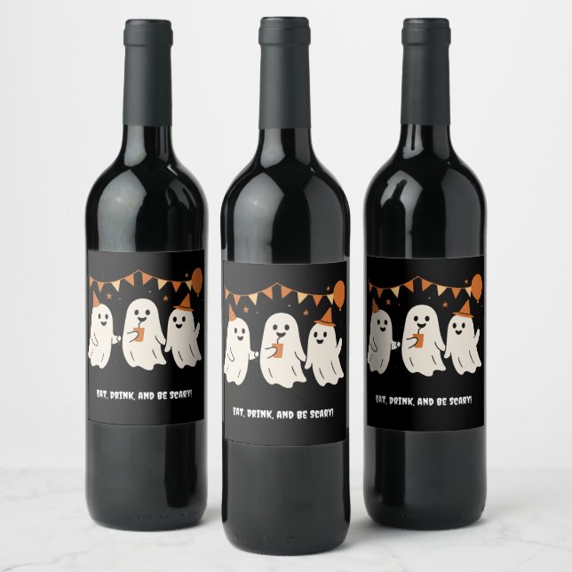 Rótulo De Garrafa De Cerveja Brinquedo de Halloween Fantasma Branco Festa Preta (Garrafas)