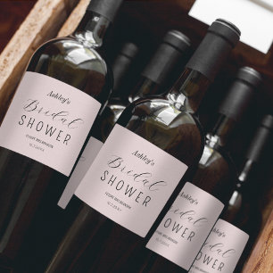 Rótulo De Garrafa De Cerveja Brunch de Chá de panela Rosa Esbranquiçado