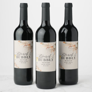 Rótulo De Garrafa De Cerveja brunch e espumante Chá de noiva grama pampas Vinho