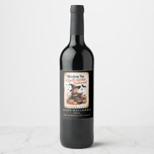 Rótulo De Garrafa De Cerveja Bruxa de Halloween Encantadora Abóbora Vintage 