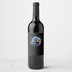 Rótulo De Garrafa De Cerveja Bruxa De Whimsigoth Voando Sobre Mulheres De Lua C