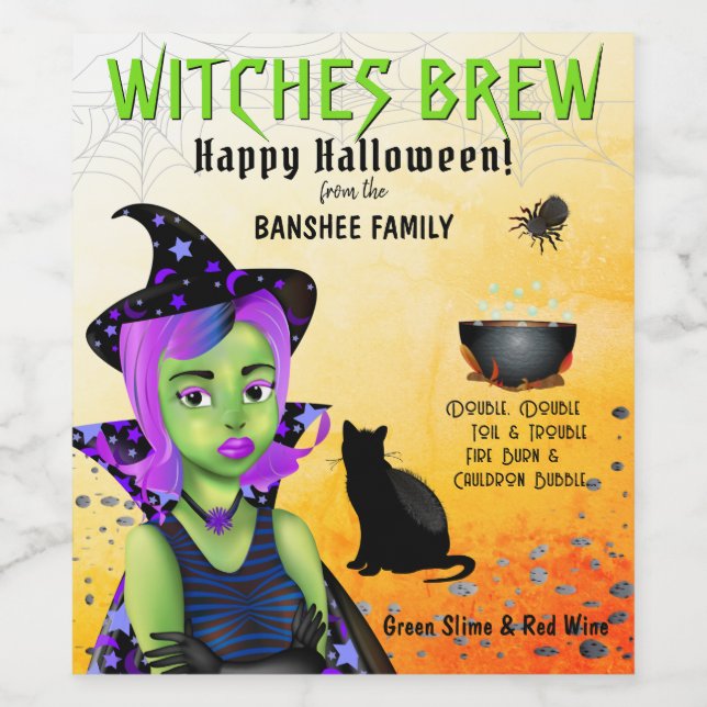 Rótulo De Garrafa De Cerveja Bruxa Halloween (Rótulo Único)
