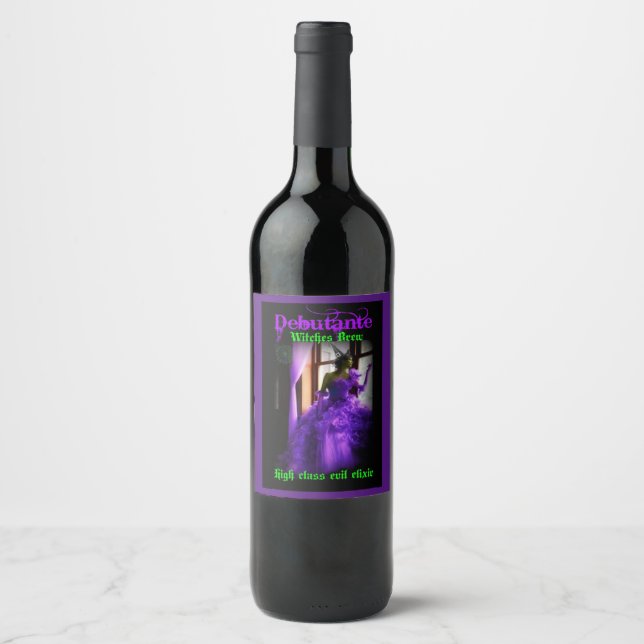 Rótulo De Garrafa De Cerveja Bruxa Roxa do Halloween (Frente)
