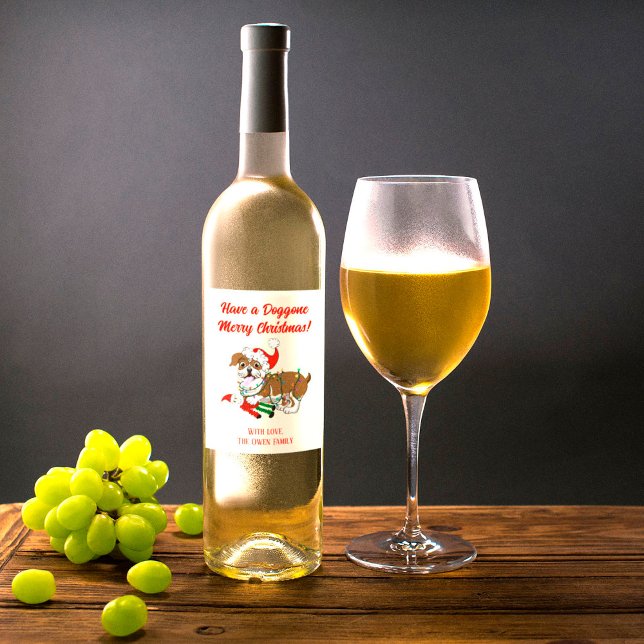 Rótulo De Garrafa De Cerveja Buldogue Inglês com Luzes Xmas (Criador carregado)