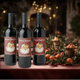 Rótulo De Garrafa De Cerveja Buon Natale (Nome da família) Papai noel de Vinta