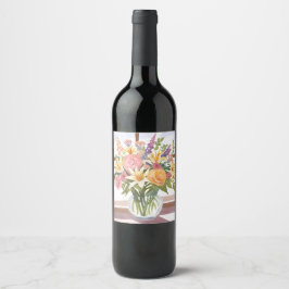 Rótulo De Garrafa De Cerveja Buquê de Flores da Primavera | Cartão Floral Bonit
