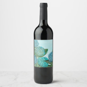 Rótulo De Garrafa De Cerveja Buquê de Hydrangea azul de Verão