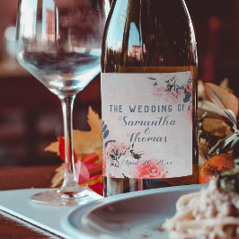 Rótulo De Garrafa De Cerveja Buquê Floral de Creme Beige Rosa Cinza Chic Waterc