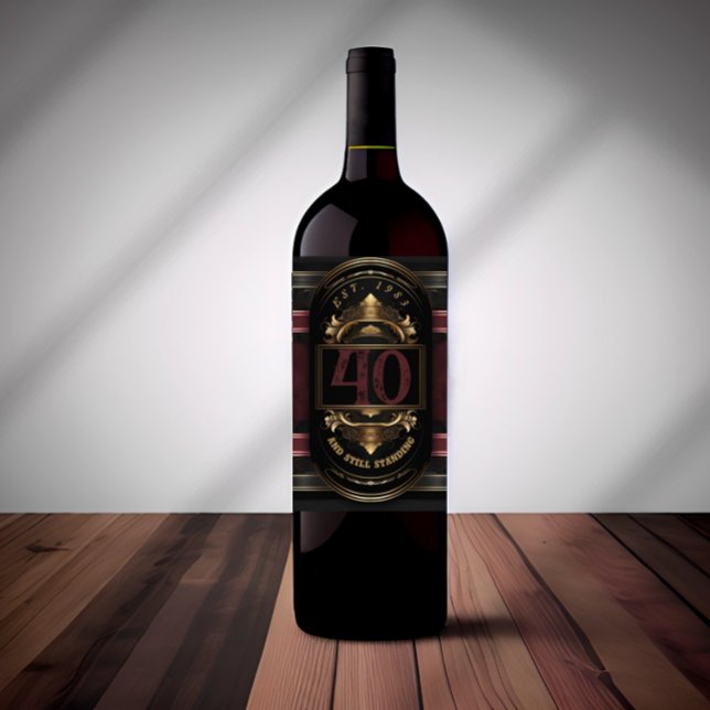 Rótulo De Garrafa De Cerveja Burgandy Dourado Preto do Aniversário Personalizad (Criador carregado)