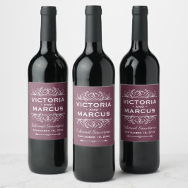 Rótulo De Garrafa De Cerveja Burgundy Red Wedch Monograma Vinho
