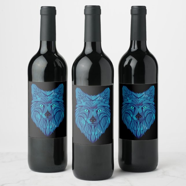Rótulo De Garrafa De Cerveja Cabeça de Lobo Polar Azul (Garrafas)