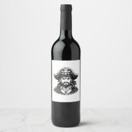 Rótulo De Garrafa De Cerveja Cabeça de pirata com chapéu de marinheiro e tapa-o