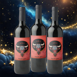 Rótulo De Garrafa De Cerveja Cabeça de touro Patriótica, um touro Americano.