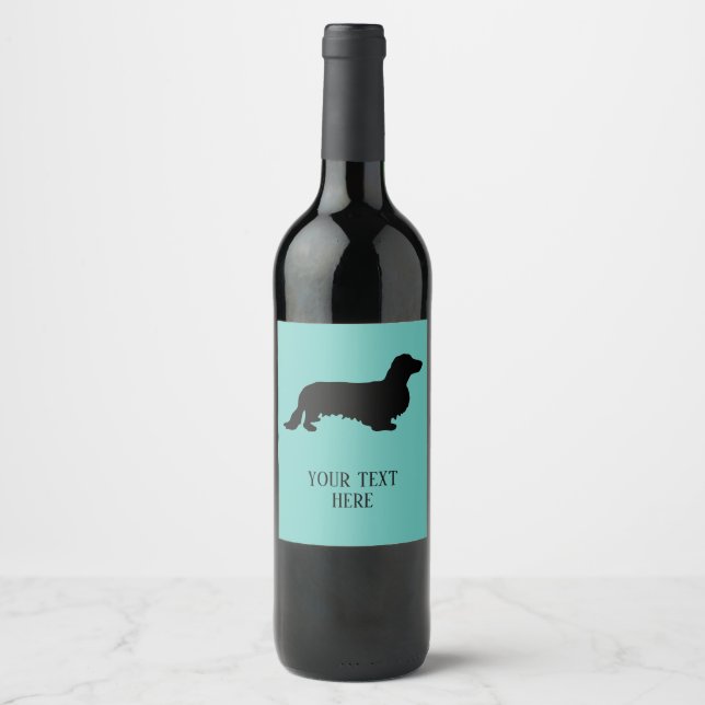 Rótulo De Garrafa De Cerveja Cabelo Longo Dachshund - Silhouette 1 (Frente)
