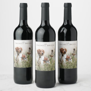 Rótulo De Garrafa De Cerveja Caça com um cão Brittany, Art