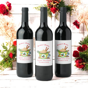 Rótulo De Garrafa De Cerveja Cacau quente de Natal Branco