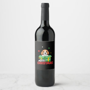 Rótulo De Garrafa De Cerveja Cachorro Beagle Papai Noel Amantes do Natal Feliz 