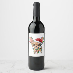Rótulo De Garrafa De Cerveja Cachorro-quente Chihuahua Usando uma Suéter de Nat