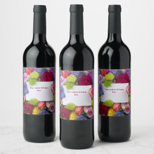 Rótulo De Garrafa De Cerveja Caixa de texto com rosas florais bonitas personali