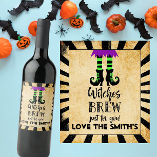 Rótulo De Garrafa De Cerveja caldeirão de bruxas garrafa de vinho halloween