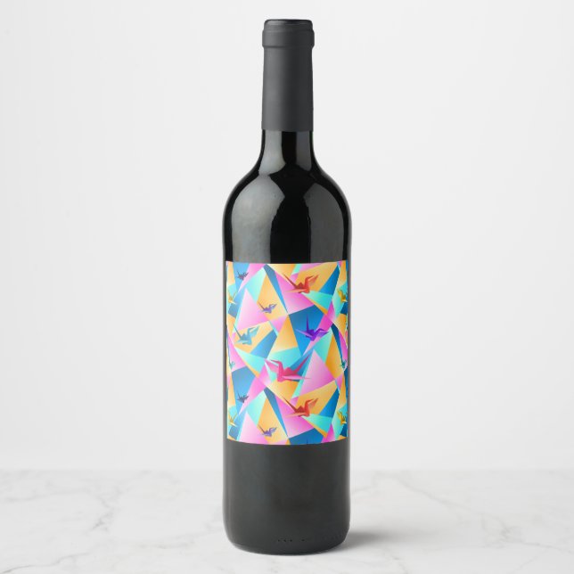 Rótulo De Garrafa De Cerveja Calidoscópio de Origami (Frente)