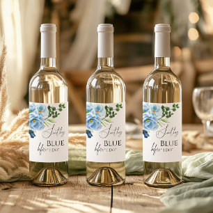 Rótulo De Garrafa De Cerveja Caligrafia Algo Chá de panela Floral Azul