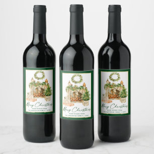 Rótulo De Garrafa De Cerveja Caligrafia Manuscrito Aquarela Verde de Natal