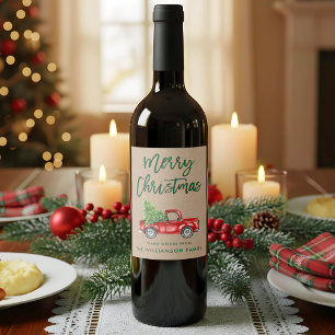 Rótulo De Garrafa De Cerveja Caminhão de Natal do Escovo Verde Kraft Roteiro