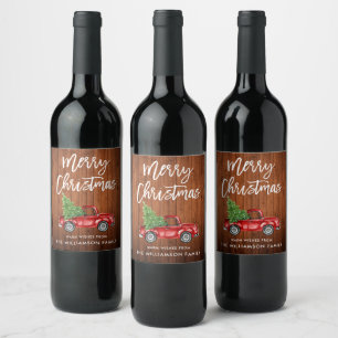 Rótulo De Garrafa De Cerveja Caminhão de Vintagem de Natal Rustic Wood Script 
