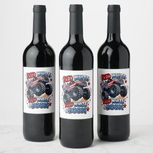 Rótulo De Garrafa De Cerveja Caminhão Monstro Red White Boom