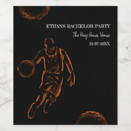 Rótulo De Garrafa De Cerveja Campeão da festa de aniversário de basquete preto-