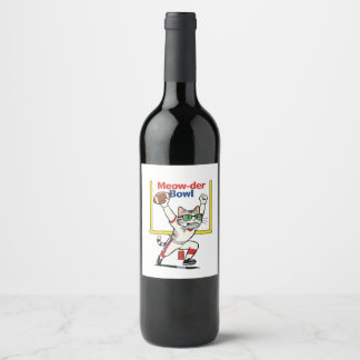 Rótulo De Garrafa De Cerveja Campeão do Meow-der Bowl Futebol de Gato 