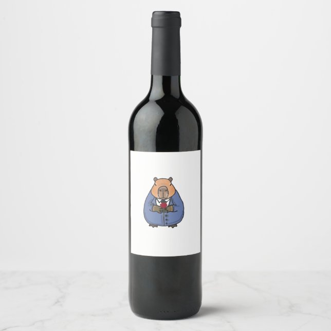 Rótulo De Garrafa De Cerveja Capibara valentine's day wine (Frente)